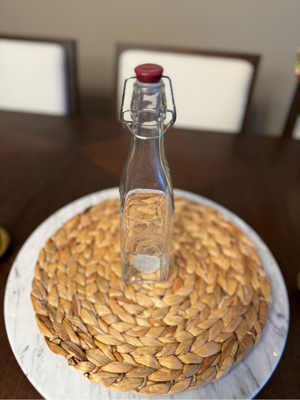 Glass Swing-Top Bottle with Red Cap - Clear